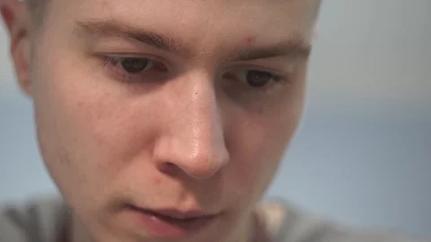 Focused face of a tanner in a workshop. Close-up Video stock 104927749