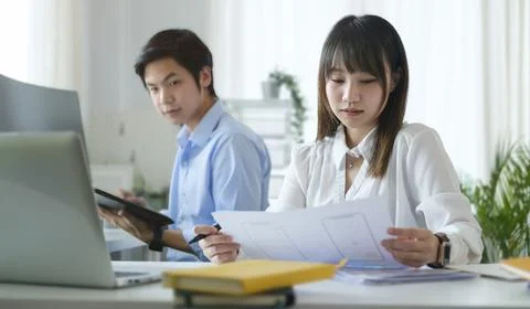 Focused female young web application developer working on design project fo.. 스톡 사진