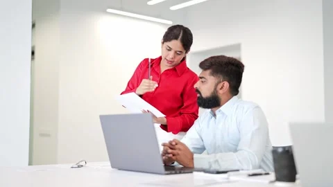 Focused Indian Professionals Collaborating at Work Stock Footage 314280484