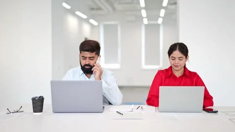Focused Indian Professionals Working in Modern Office Stock-Footage 314635716