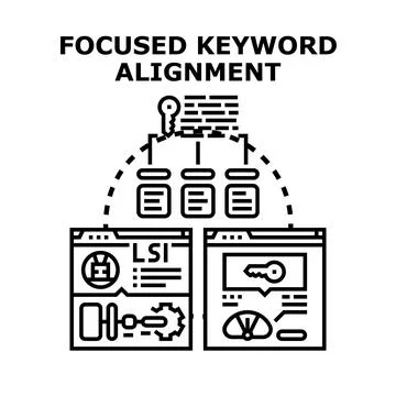 Focused keyword alignment optimizing search engine strategy Stock Illustration