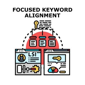 Focused keyword alignment optimizing search engine strategy Stock Illustration