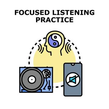 Focused listening practice for concentration and tranquility Ilustración de archivo