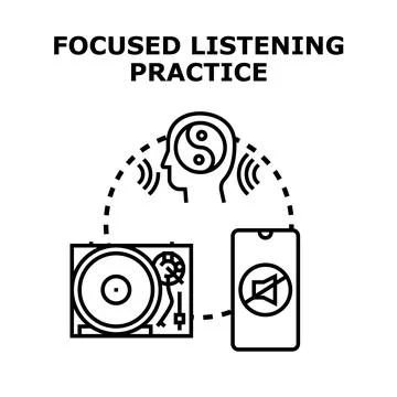 Focused listening practice for concentration and tranquility Ilustración de archivo