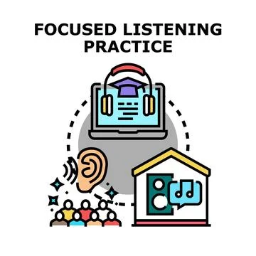 Focused listening practice for educational and language learning Stock Illustration