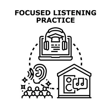 Focused listening practice for educational and language learning Stock Illustration