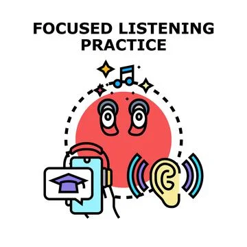Focused listening practice for educational development concept Stock Illustration