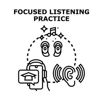 Focused listening practice for educational development concept Stock Illustration