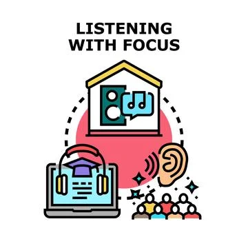 Focused listening skill development concept illustration Stock Illustration