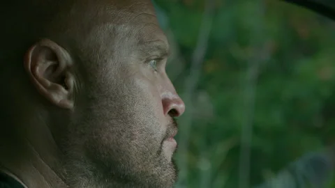 Focused Man Driving Pickup Stock Footage 137213411