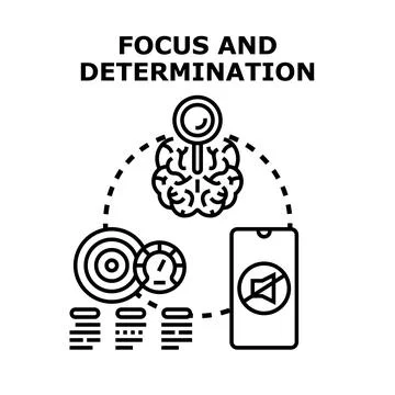 Focused mind achieving goals without digital distractions Stock Illustration