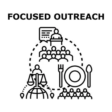 Focused outreach concept presenting global justice and community dinner Stock Illustration