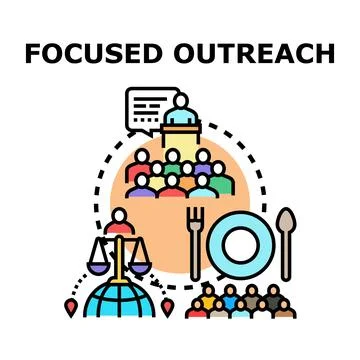 Focused outreach concept presenting global justice and community dinner Stock Illustration