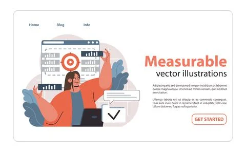 Focused professional emphasizing the Measurable aspect of SMART goals. Flat Stock Illustration