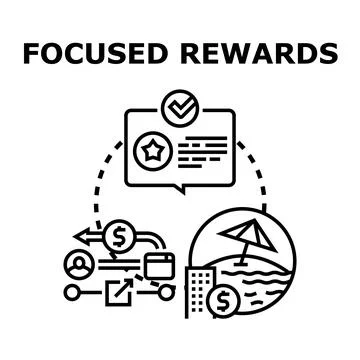 Focused rewards program earning benefits concept Stock Illustration