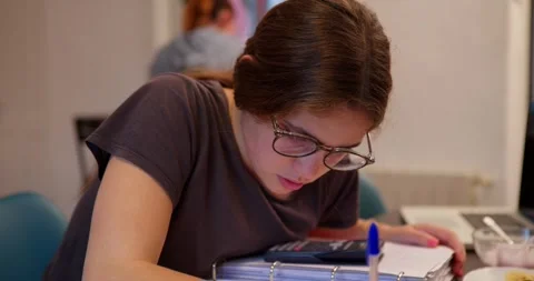 Focused Student in Study: Stock Footage 334776553