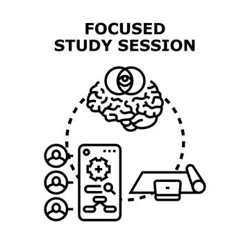 Focused study session mind process concept vector Stock Illustration