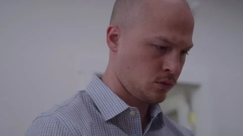 Focused Tech Guy Looking over His Work at the Office 스톡 동영상 208798450