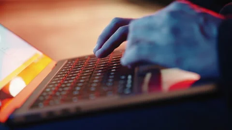 Focused Typing: Close-Up of Hands on Keyboard Stock Footage 253143599