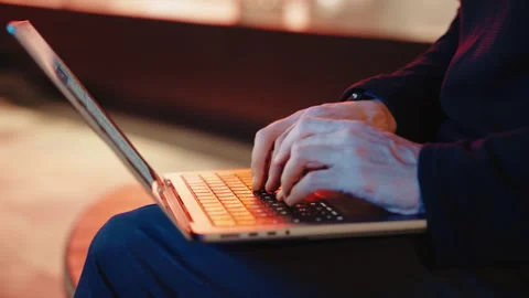 Focused Typing: Close-Up of man's Hands on Keyboard Stock Footage 253143546