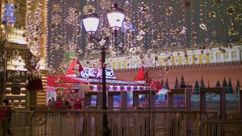 Focused view of kremlin wall mad of red bricks. Defocused view of decorations Stock Footage 150205976