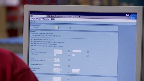 Focused View of Spreadsheet on Office Computer Screen Stock Footage 316741490