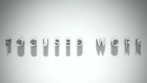 Focused work 3D title animation with shadows on a white background Stock Footage 297856866