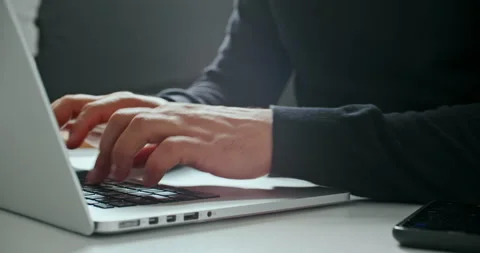Focused work on laptop indoors Stock Footage 318799575
