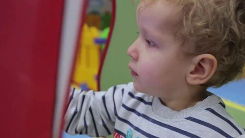 Focused young boy, enthusiastic, face Stock Footage 71834255