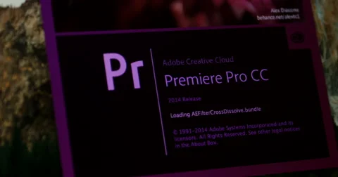 Focusing to Adobe Premiere CC Starting screen Video stock 50115251