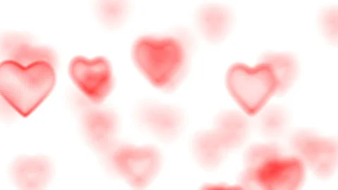Focusing and defocusing on three-dimensional images of hearts. White background. Stock Footage 95578672
