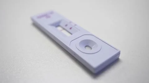 Focusing on covid-19 antigen test detail Stock Footage 142717449
