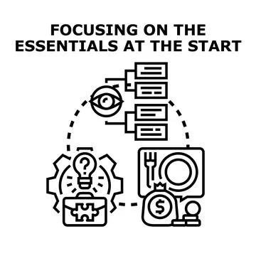 Focusing on essentials for business development and success Stock Illustration