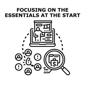 Focusing on essentials at business startup and planning Stock Illustration
