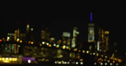 Focusing On The Glowing Lights Of New York City With The Iconic Empire State  Stock Footage 110583011