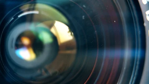 Focusing lens of digital camera. The Lens Of The Camera. Close-Up. Camera Focus Stock Footage 93077882