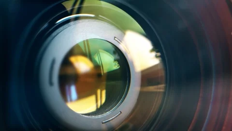 Focusing lens of digital camera. The Lens Of The Camera. Close-Up. Camera Focus Stock Footage 93080281