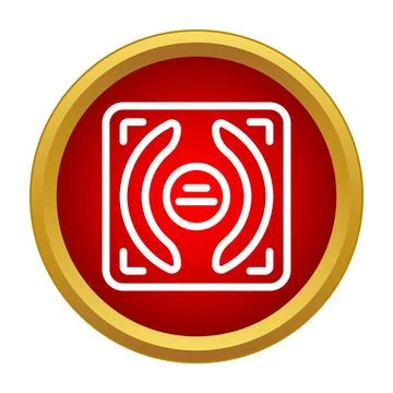 Focusing scope icon in red gold circle Illustrazione stock