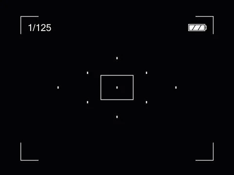 Focusing screen of the camera viewfinder with battery, rec. Vector template of Stock Illustration
