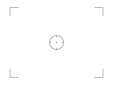 Focusing screen with circle target of the camera viewfinder. White vector Stock Illustration