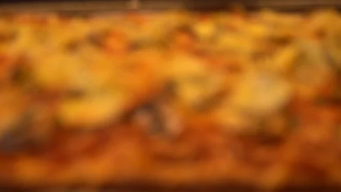 Focusing on vegan pizza after baking Stock Footage 115108257