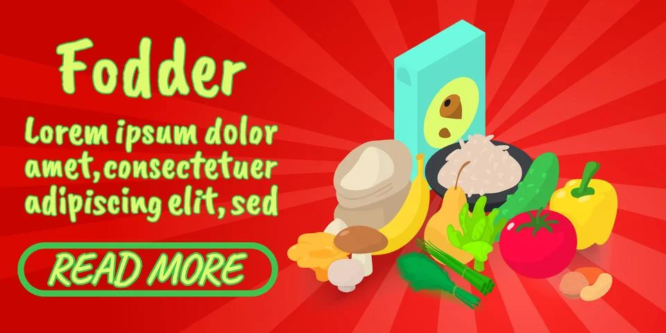 Fodder concept banner, comics isometric style Stock Illustration
