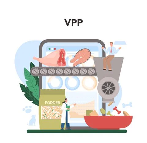 Fodder industry online service or platform. Food for pet production Stock Illustration