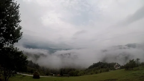 Fog above the hill -TimeLapse Video stock 95731010