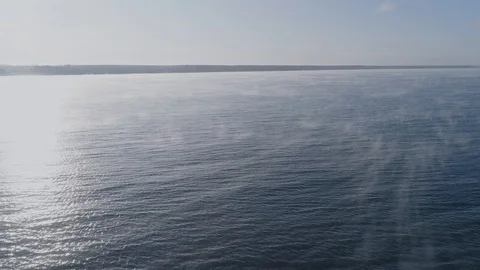 Fog above ripple water surface 스톡 동영상 122638409