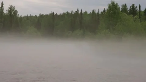 Fog above the river in Siberia Video stock 282054768