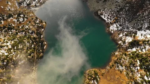 Fog On The Alpine Lake Stock Footage