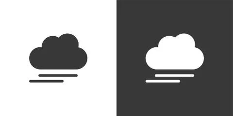 Fog and cloud. Isolated icon on black and white background. Weather vector il Stock Illustration