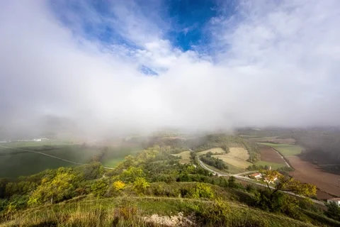 Fog and cloud Timelapse above Aspremont - France Stock Footage 140640092