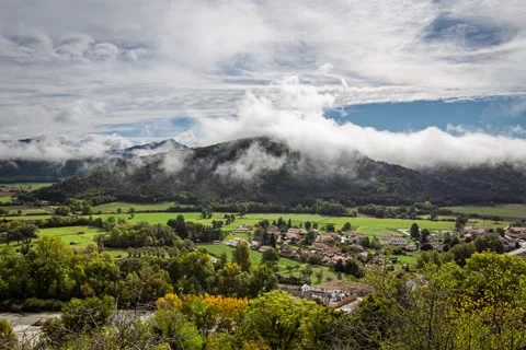 Fog and cloud Timelapse above Aspremont - France Stock Footage 140640125